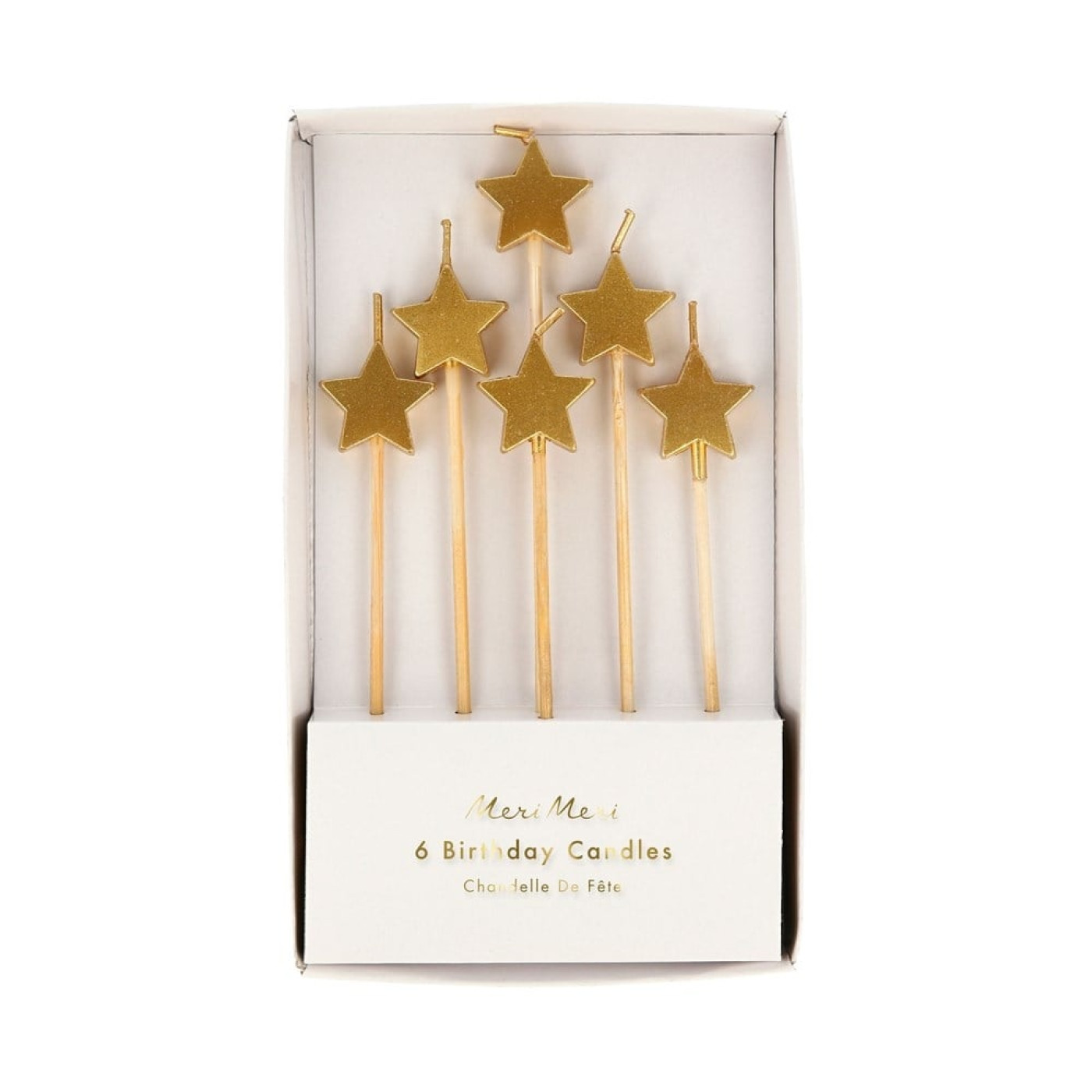 Meri Meri - Gold Star Candles - Altın Yıldız Mumlar - 6lı - 224847 - 636997278308