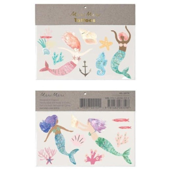 Meri Meri - Mermaid Tattoos - Deniz Kızı Geçici Dövme - L
