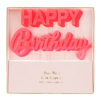 Meri Meri - Happy Birthday Pink Acrylic Toppers - Happy Birthday Pembe Akrilik Pasta Süsü Meri Meri - Happy Birthday Pink Acrylic Toppers - Happy Birthday Pembe Akrilik Pasta Süsü