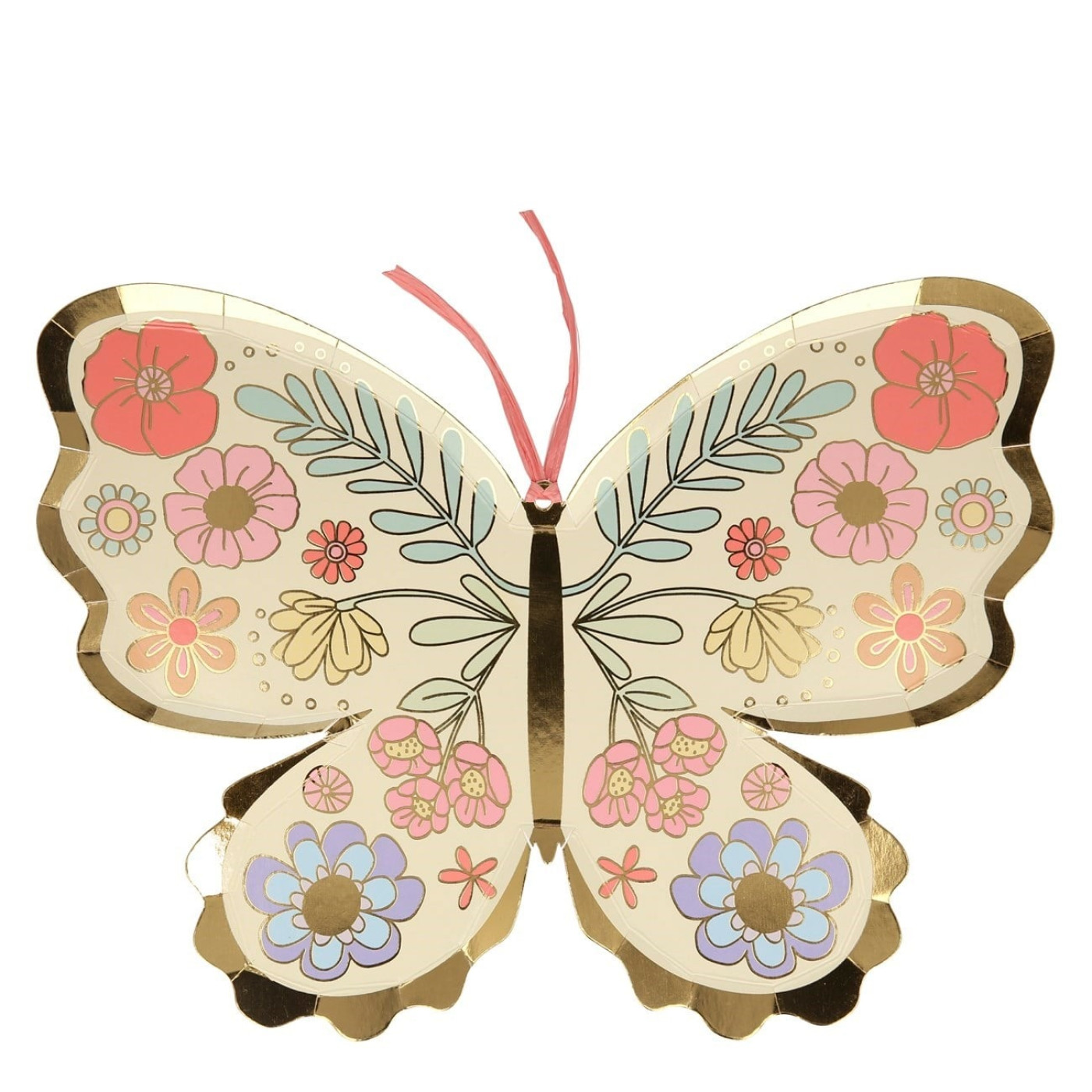 Meri Meri - Floral Butterfly Plates - Çiçekli Kelebek Tabak - 8li