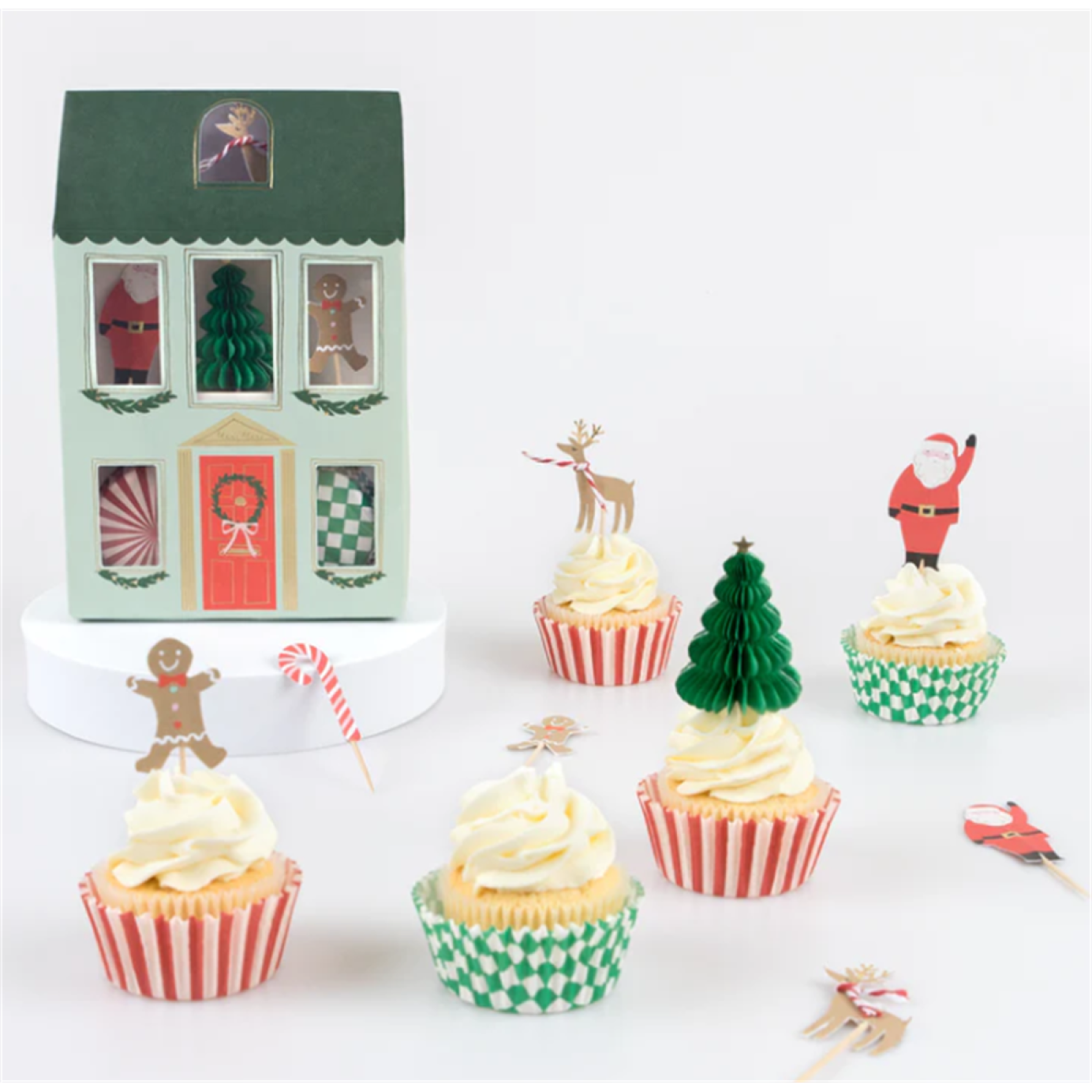 Meri Meri - Festive House Cupcake Kit - Yeni Yıl Evi Cupcake Kit (24'lü) - 269176 - 636997282435
