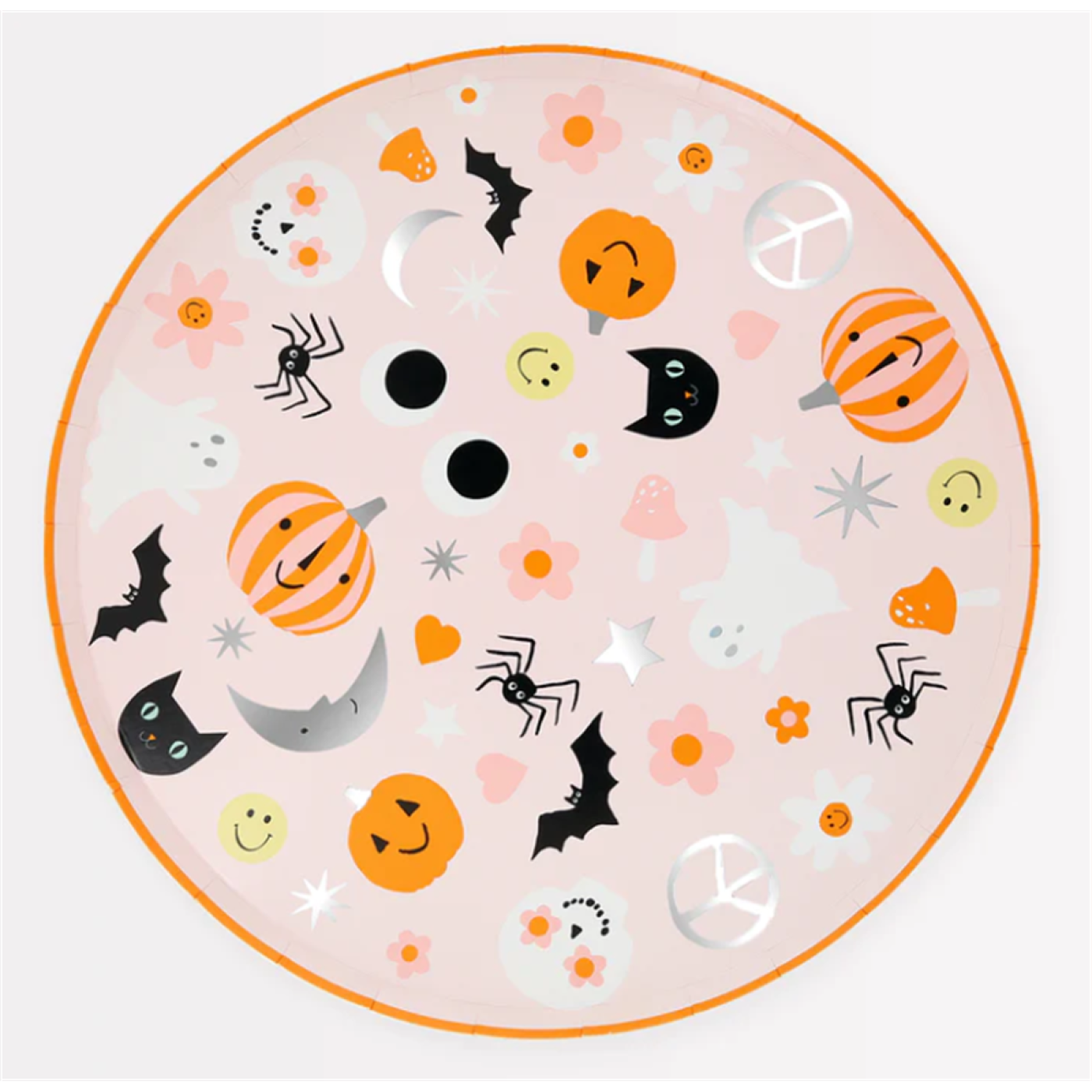 Meri Meri Meri Meri - Groovy Halloween Icon Dinner Plates - Cadılar Bayramı Karakterli Tabaklar (L) (8'li) - Halloween Görseli