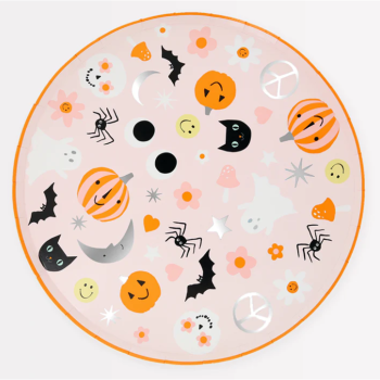 Meri Meri - Groovy Halloween Icon Dinner Plates - Cadılar Bayramı Karakterli Tabaklar (L) (8'li)
