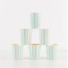 Meri Meri - Mint Stripe Cups - Mint Çizgili Bardaklar - 8'li - 224496 - 636997277912