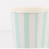Meri Meri - Mint Stripe Cups - Mint Çizgili Bardaklar - 8'li - 224496 - 636997277912