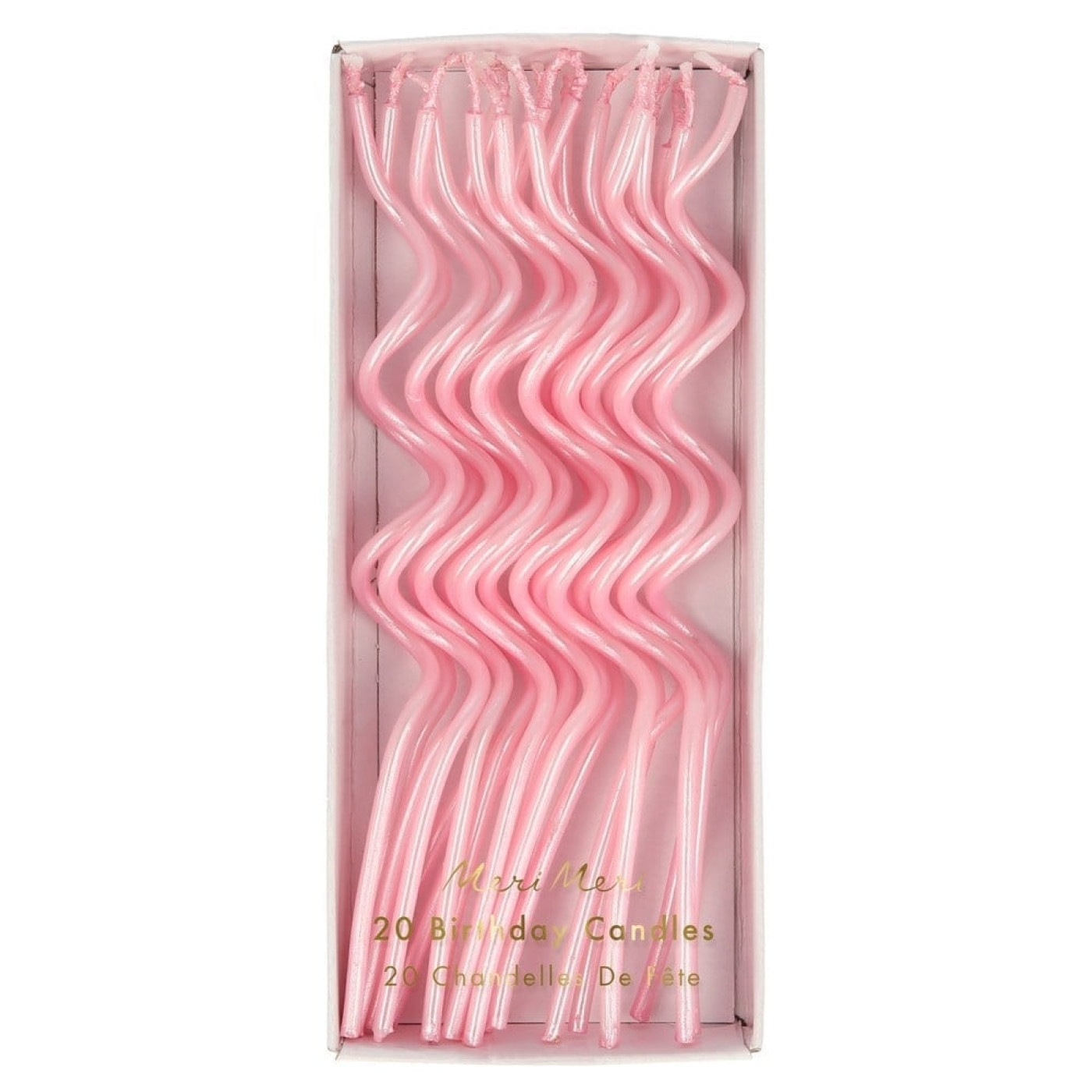 Meri Meri - Pink Swirly Candles - Pembe Kıvrımlı Mumlar - 20'li