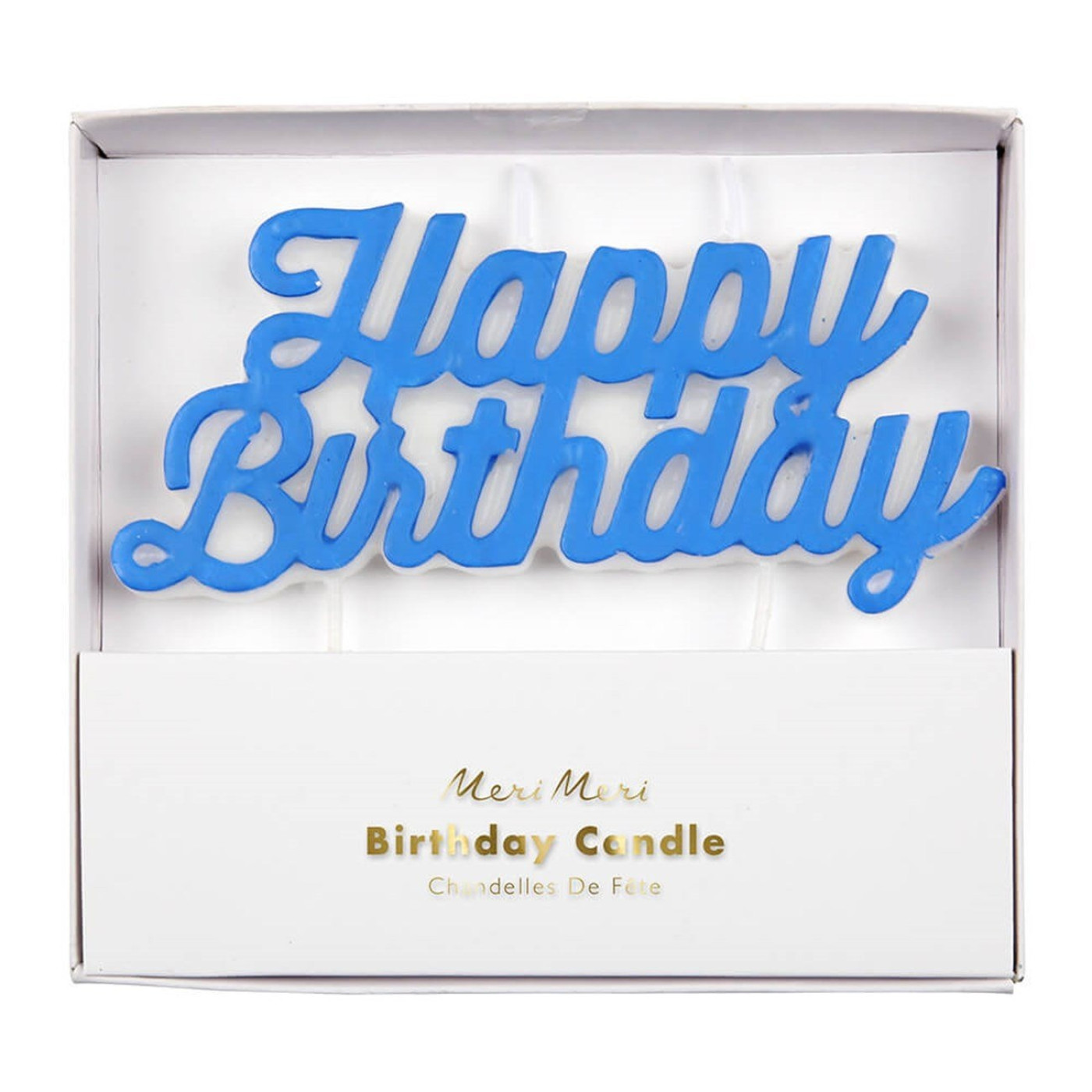 Meri Meri - Blue Happy Birthday Candle - Happy Birthday Mavi Mum - 142210 - 636997217697