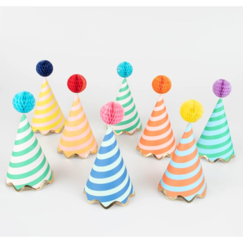 Meri Meri - Stripe Party Hats - Çizgili Parti Şapkaları (8'Li)