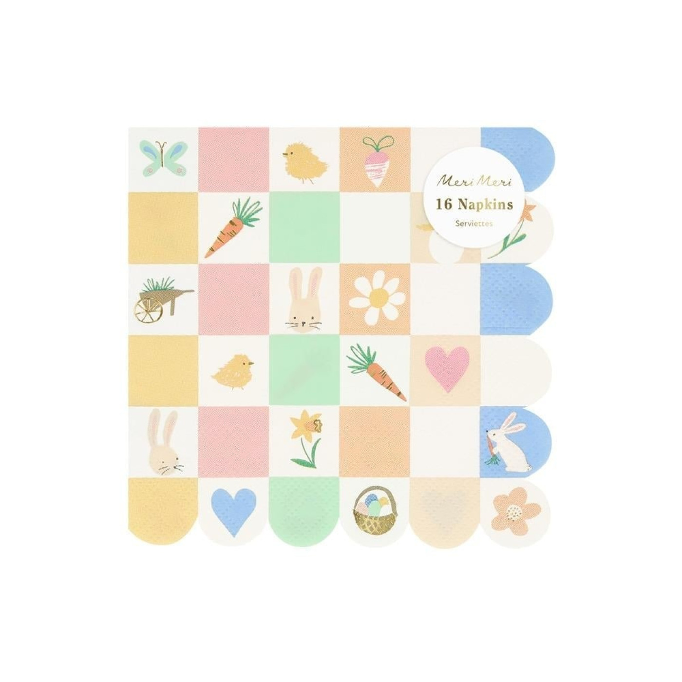 Meri Meri - Damalı Tavşanlı Peçeteler (16'lı)