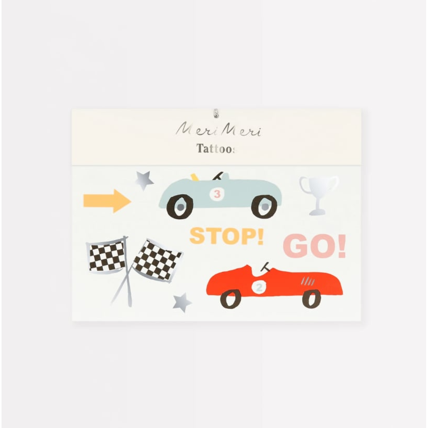 Meri Meri - Race Cars Tattoos - Araba Yarışı Geçici Dövmeler (x2)