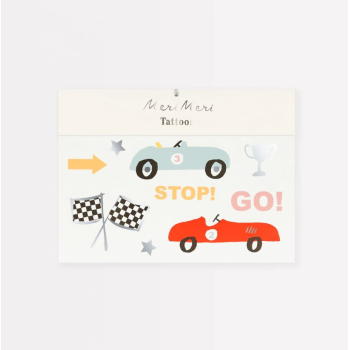 Meri Meri - Race Cars Tattoos - Araba Yarışı Geçici Dövmeler (x2)