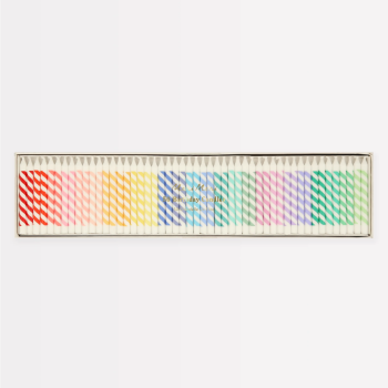 Meri Meri - Rainbow Striped Mini Candles - Gökkuşağı Renklerinde Mini Mumlar (x50)