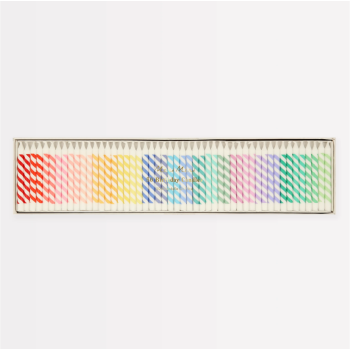 Meri Meri - Rainbow Striped Mini Candles - Gökkuşağı Renklerinde Mini Mumlar (x50)