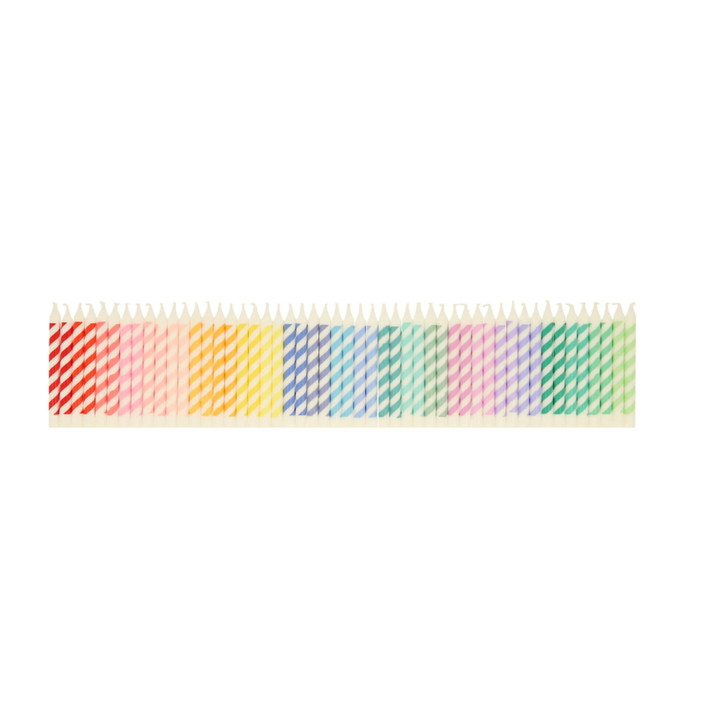 Meri Meri - Rainbow Striped Mini Candles - Gökkuşağı Renklerinde Mini Mumlar (x50) - 271372 - 636997284873