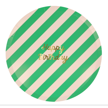 Meri Meri - Stripe Happy Birthday Dinner Plates - Çizgili Happy Birthday Tabaklar (L) (x8) Meri Meri - Stripe Happy Birthday Dinner Plates - Çizgili Happy Birthday Tabaklar (L) (x8)