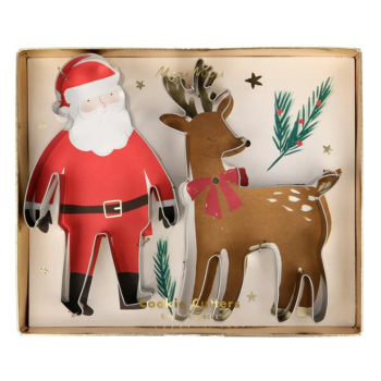 Meri Meri - Santa & Reindeer Festive Cookie Cutter - Noel Baba & Ren Geyikleri Kurabiye Kalıbı