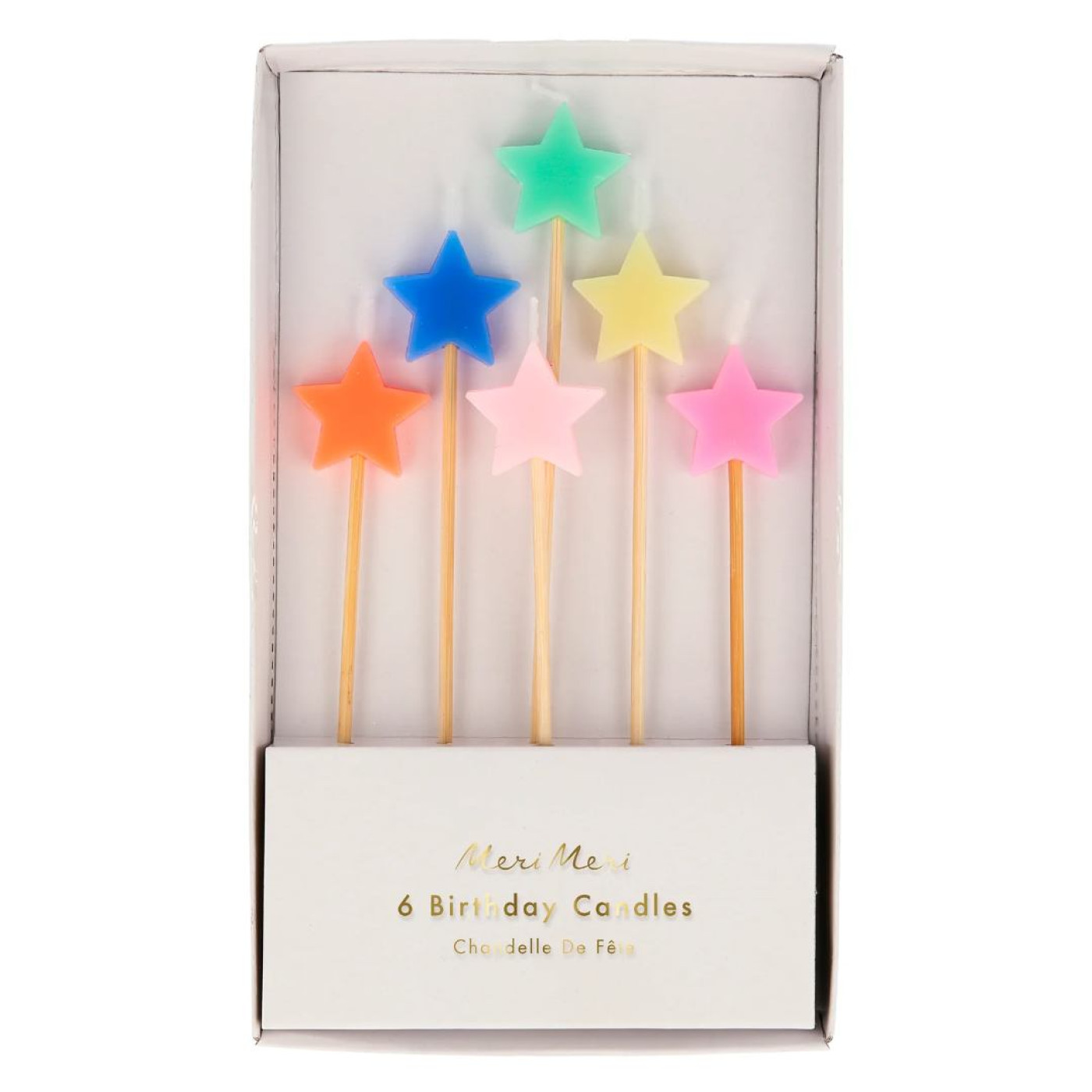 Meri Meri - Mixed Star Candles - Karışık Yıldız Mumlar - 6lı - 223074 - 636997276335