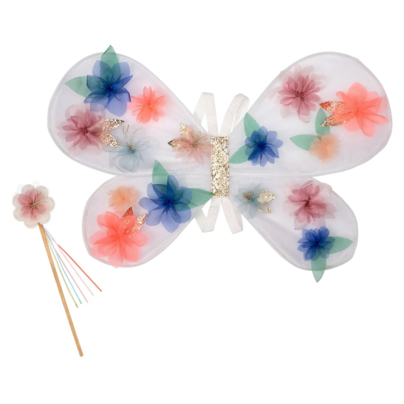 Meri Meri - Organza Flower Wings & Wand - Çiçekli Kanat & Değnek Meri Meri - Organza Flower Wings & Wand - Çiçekli Kanat & Değnek