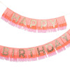 Meri Meri - Pink Happy Birthday Fringe Garland - Happy Birthday Pembe Püsküllü Asılan Süs - 211528 - 636997265230