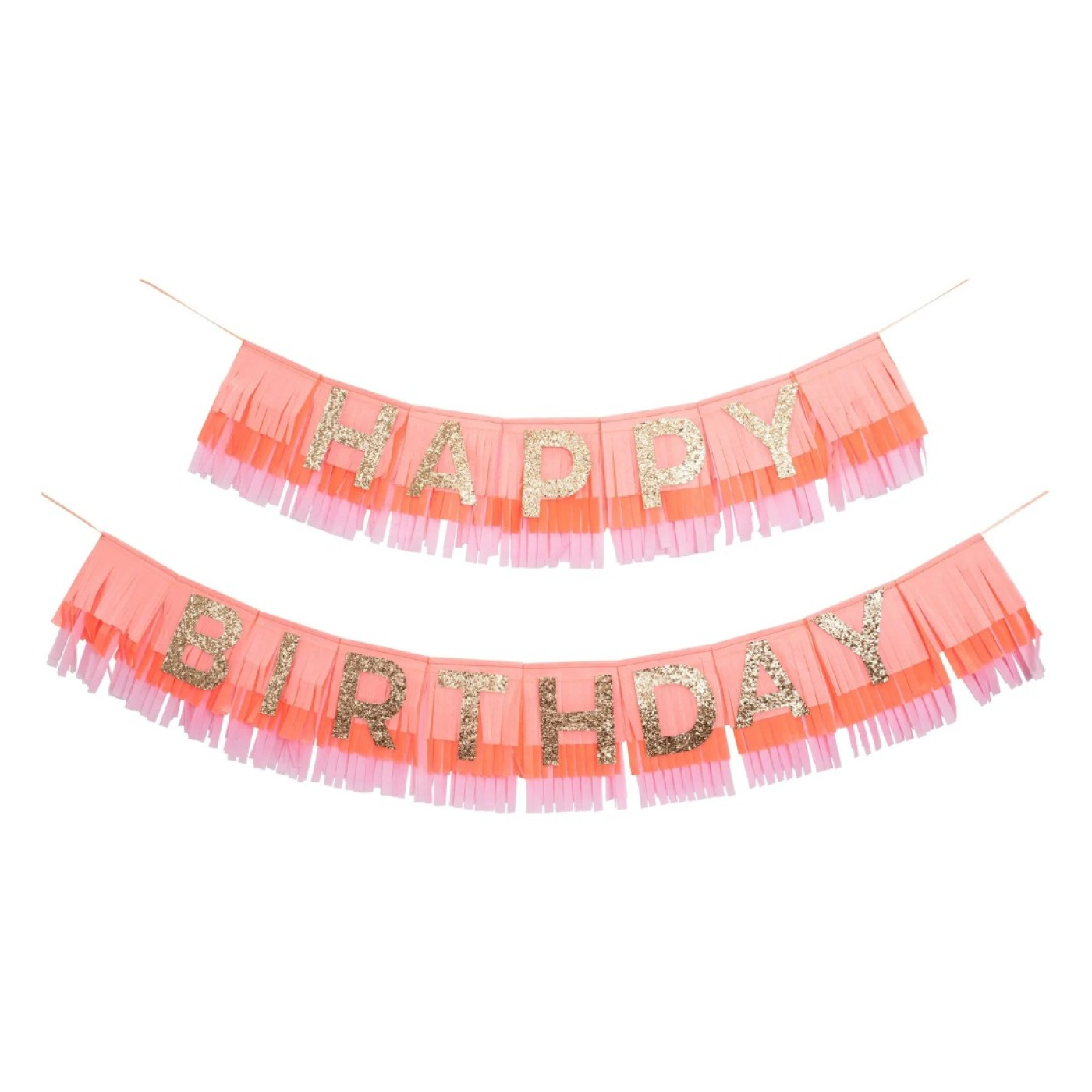 Meri Meri - Pink Happy Birthday Fringe Garland - Happy Birthday Pembe Püsküllü Asılan Süs - 211528 - 636997265230
