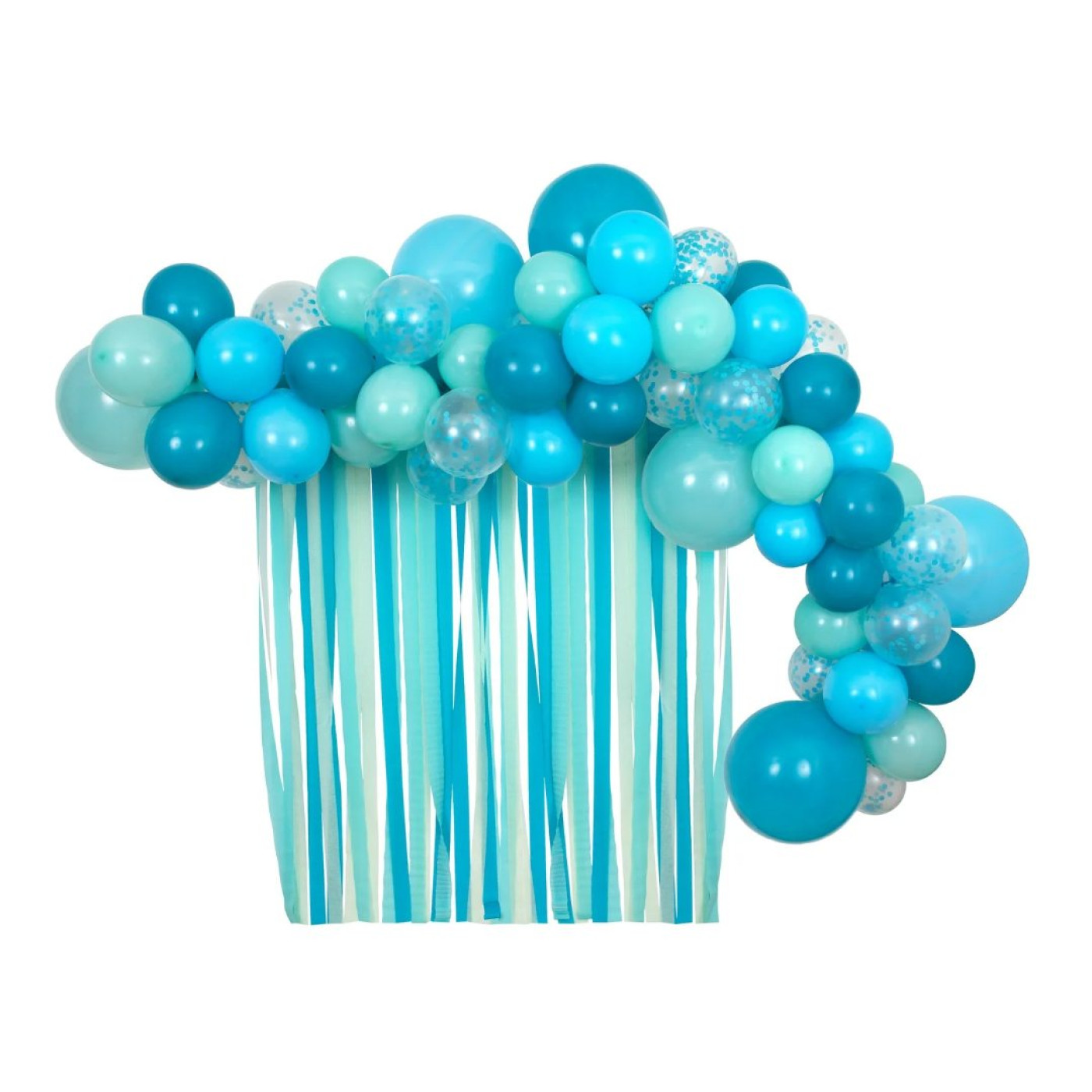 Meri Meri - Multi-Sized Balloons & Streamer Set - Mavi Balonlar & Püsküller Seti - 215632 - 636997268569