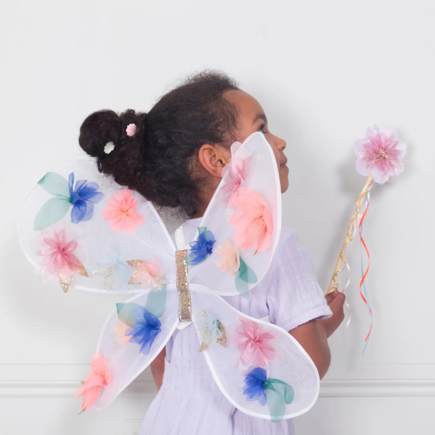 Meri Meri - Organza Flower Wings & Wand - Çiçekli Kanat & Değnek