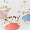 Meri Meri - Happy Birthday & Stars Party Hats(FOIL) - Happy Birthday & Yıldızlar Parti Şapkaları (6'lı)