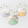 Meri Meri - Happy Birthday & Stars Party Hats(FOIL) - Happy Birthday & Yıldızlar Parti Şapkaları (6'lı)