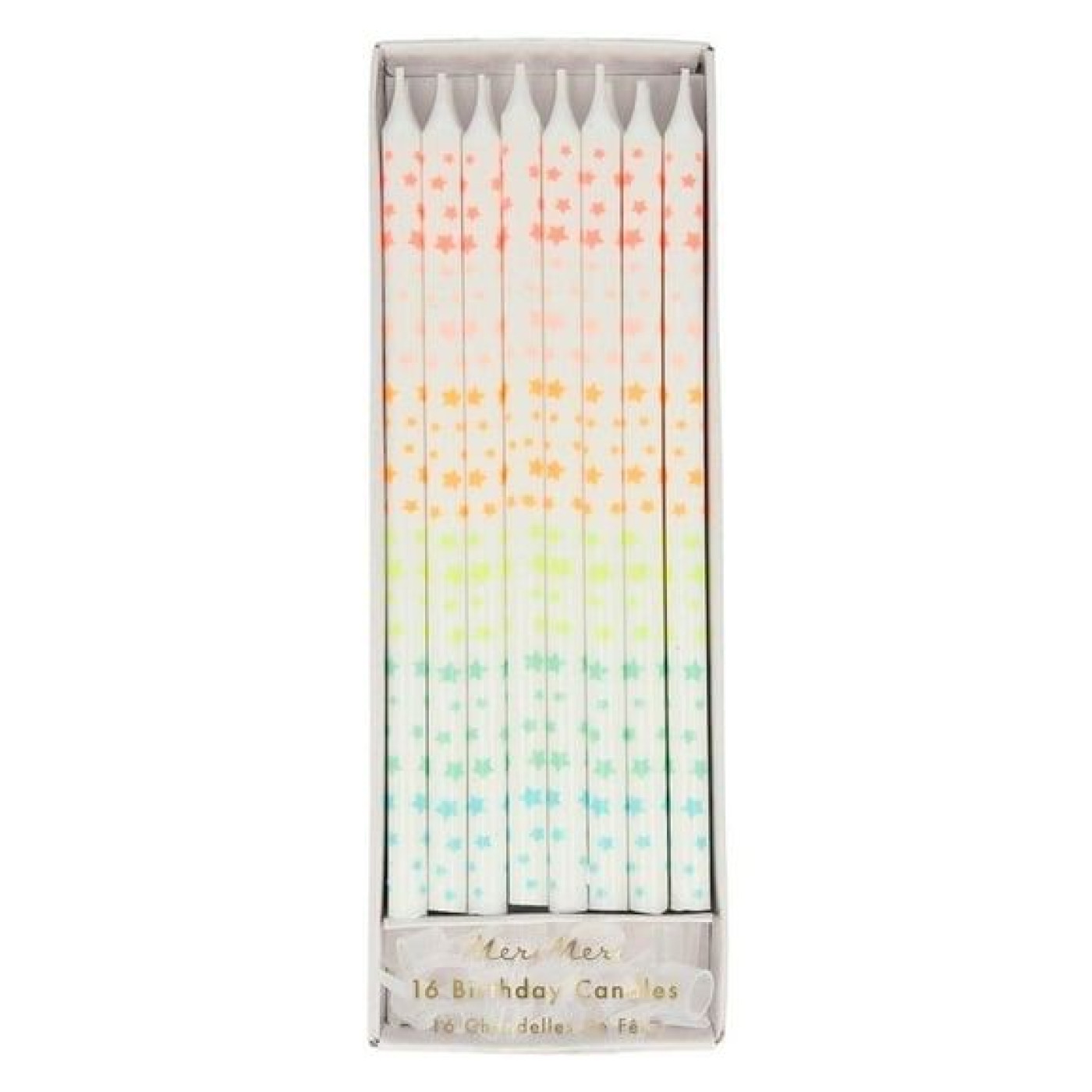 Meri Meri - Tapered Stars Candles - Yıldız Desenli Mumlar - 216019 - 636997268996