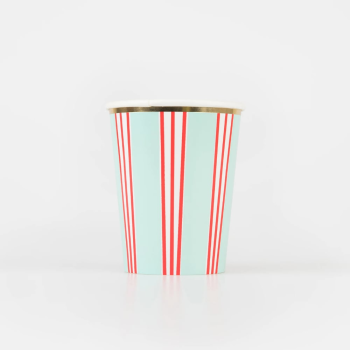 Meri Meri - Çizgili Varaklı Bardaklar - 8 Adet Meri Meri - Çizgili Varaklı Bardaklar - 8 Adet