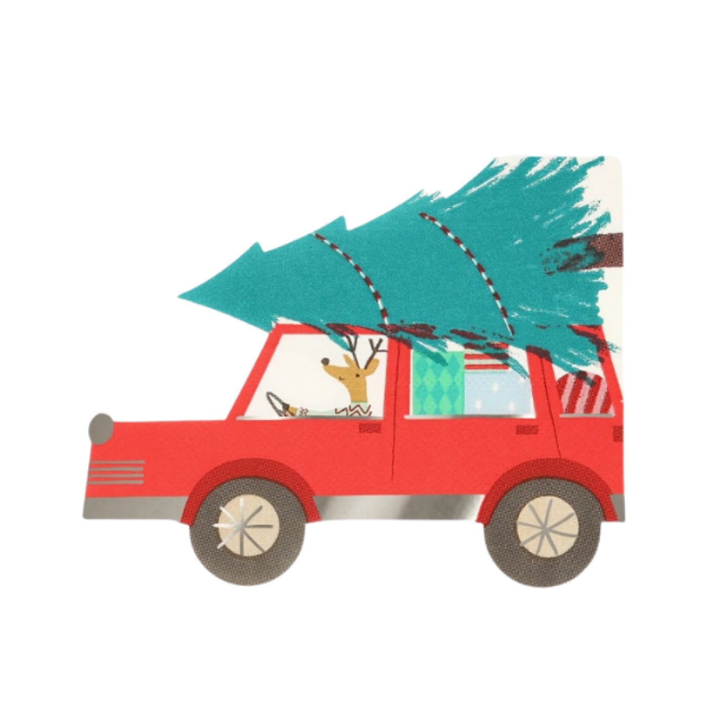 Meri Meri - Driving Reindeer Napkins - Yeni Yıl Peçete (16'lı) - 279078 - 636997292427