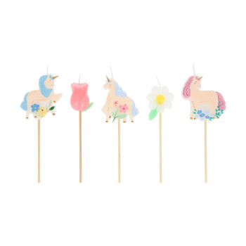 Meri Meri - Unicorn Mumlar - 5 Adet Meri Meri - Unicorn Mumlar - 5 Adet