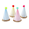 Meri Meri - Stripe & Pompom Mini Party Hats - Çizgili & Ponponlu Mini Parti Şapkaları