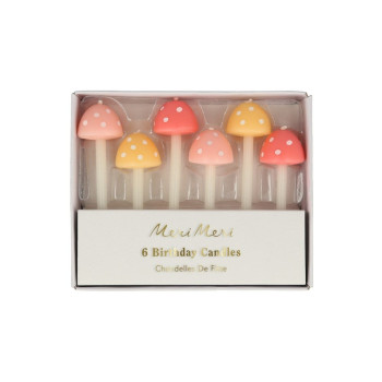 Meri Meri - Mushroom Birthday Candles - Mantar Doğum Günü Mumları - 6'lı