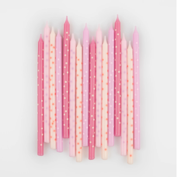 Meri Meri - Pink Stars Candles - Pembe Yıldızlar Mumlar (x16)