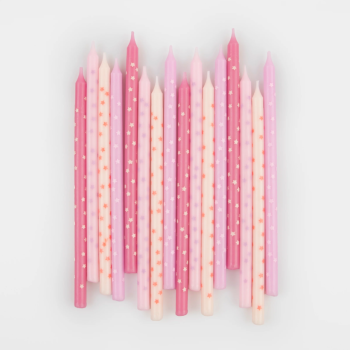 Meri Meri - Pink Stars Candles - Pembe Yıldızlar Mumlar (x16)