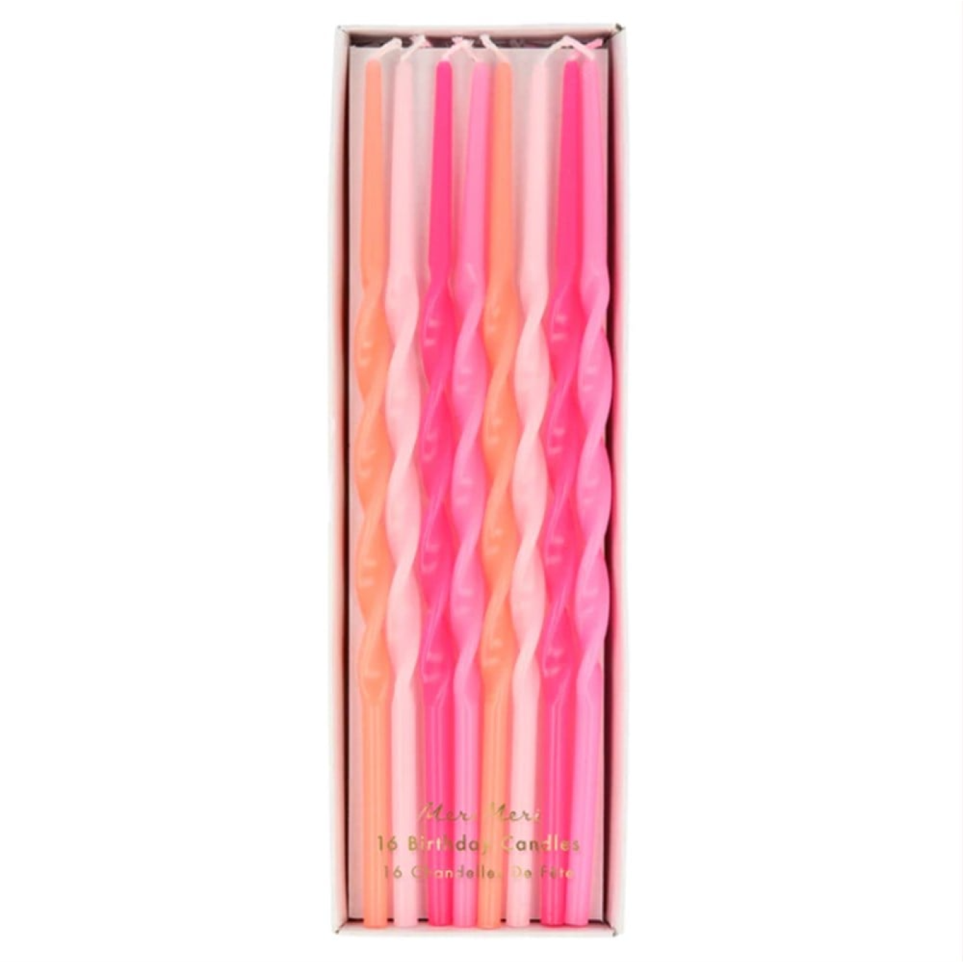 Meri Meri - Pink Twisted Long Candles - Pembe Kıvrımlı Uzun Mumlar - 16lı - 222453 - 636997275642