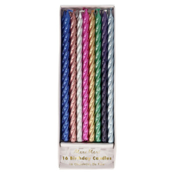 Meri Meri - Multi Metallic Twisted Candles - Metalik Mumlar