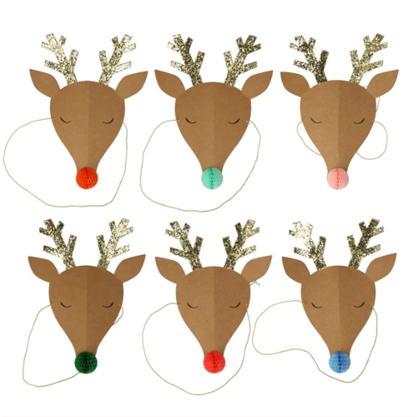 Meri Meri - Reindeer Party Hats - Ren Geyikleri Parti Şapkaları - 6lı - 224298 - 636997277691