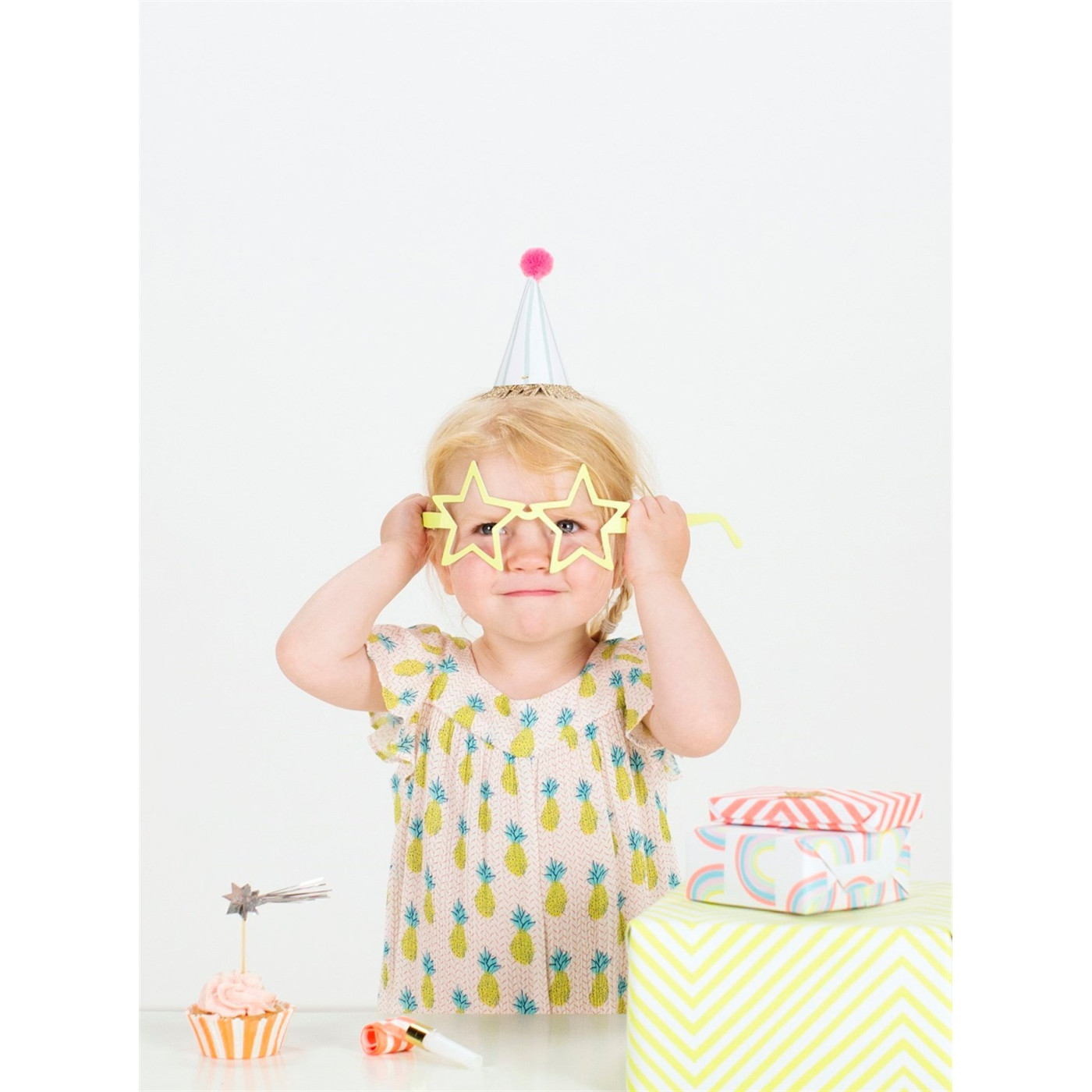 Meri Meri - Stripe & Pompom Mini Party Hats - Çizgili & Ponponlu Mini Parti Şapkaları