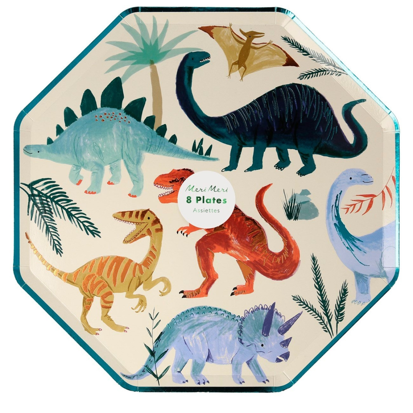 Meri Meri - Dinosaur Plates - Dinozor Tabak - 8'li Meri Meri - Dinosaur Plates - Dinozor Tabak - 8'li