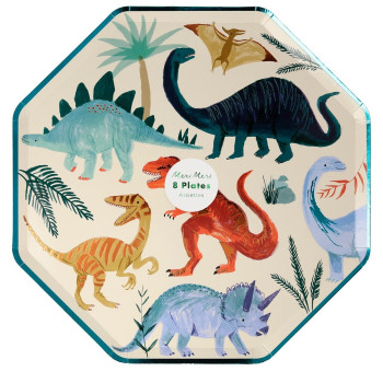 Meri Meri - Dinosaur Plates - Dinozor Tabak - 8'li Meri Meri - Dinosaur Plates - Dinozor Tabak - 8'li