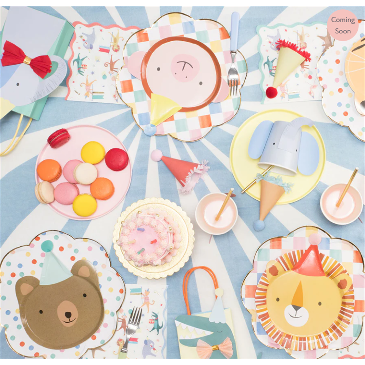 Meri Meri Meri Meri - Animal Parade Die Cut Plates - Hayvan geçit Töreni Tabaklar (8'li) - Doğum Günü Konseptleri Görseli