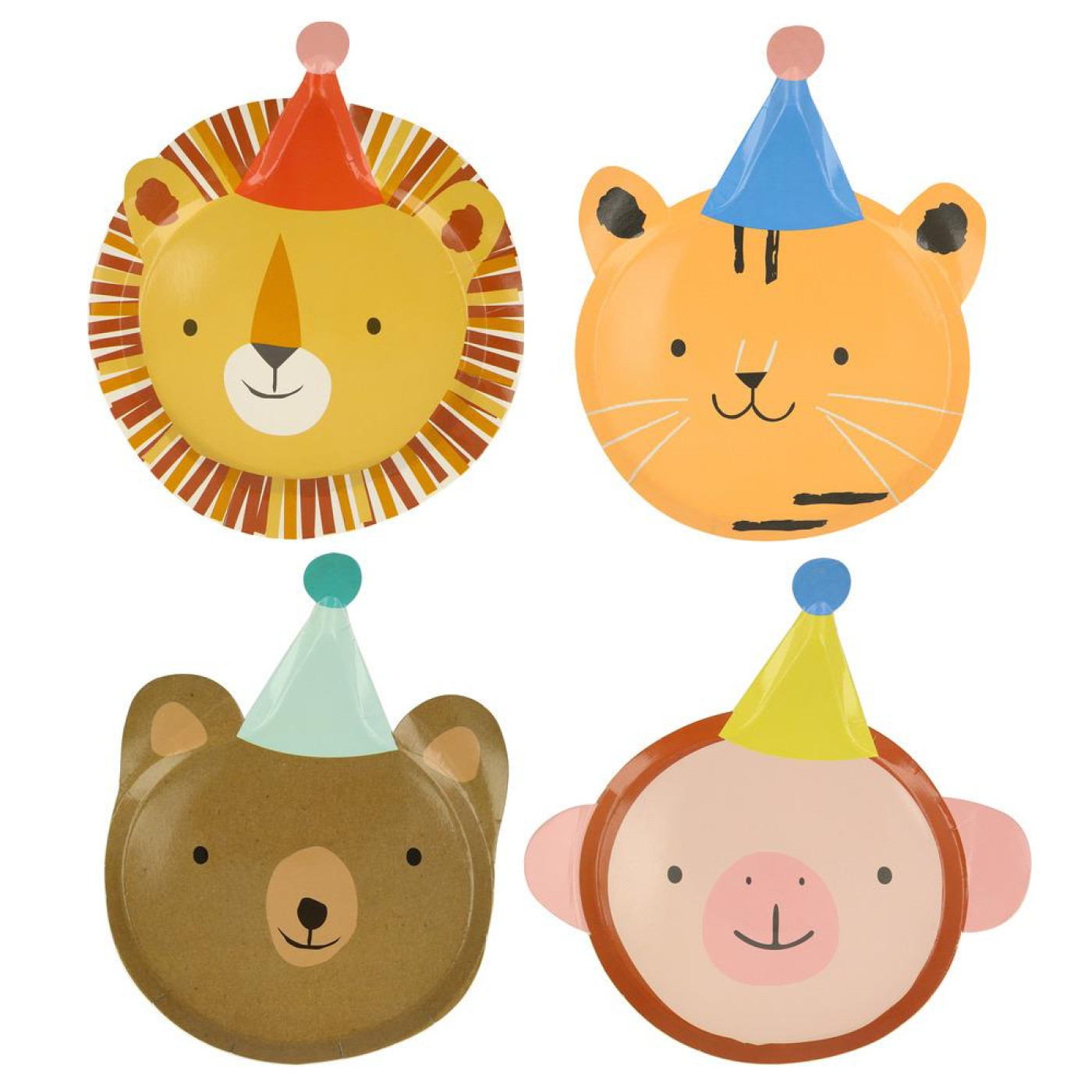Meri Meri Meri Meri - Animal Parade Die Cut Plates - Hayvan geçit Töreni Tabaklar (8'li) - Doğum Günü Konseptleri Görseli