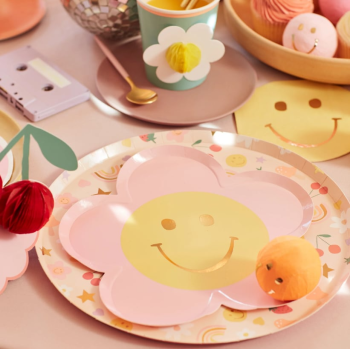 Meri Meri - Happy Face Flower Plates - Mutlu Yüz Çiçek Tabaklar (x8)