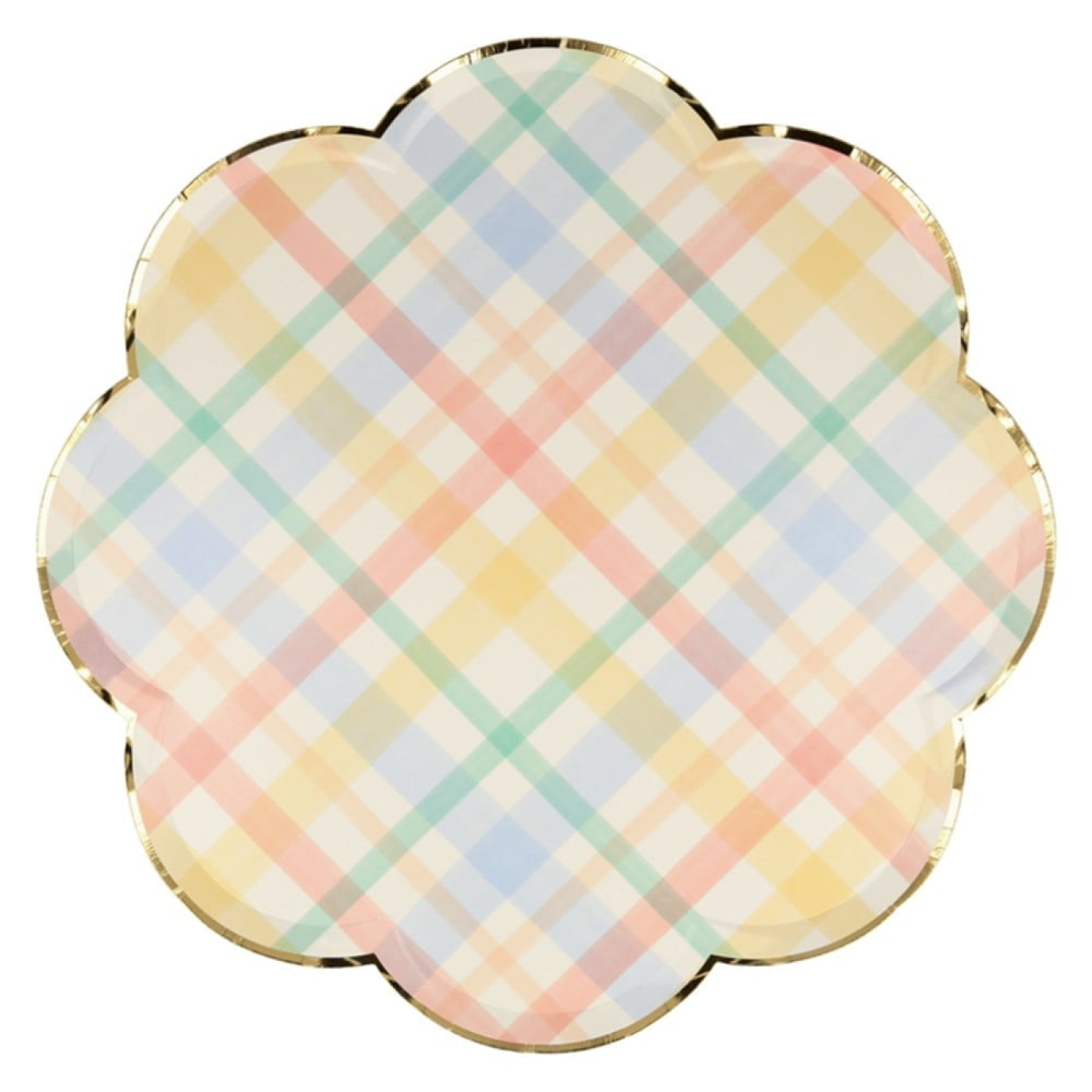 Meri Meri - Spring Plaid Dinner Plates - Bahar Yeri Tabaklar - L - 8'li