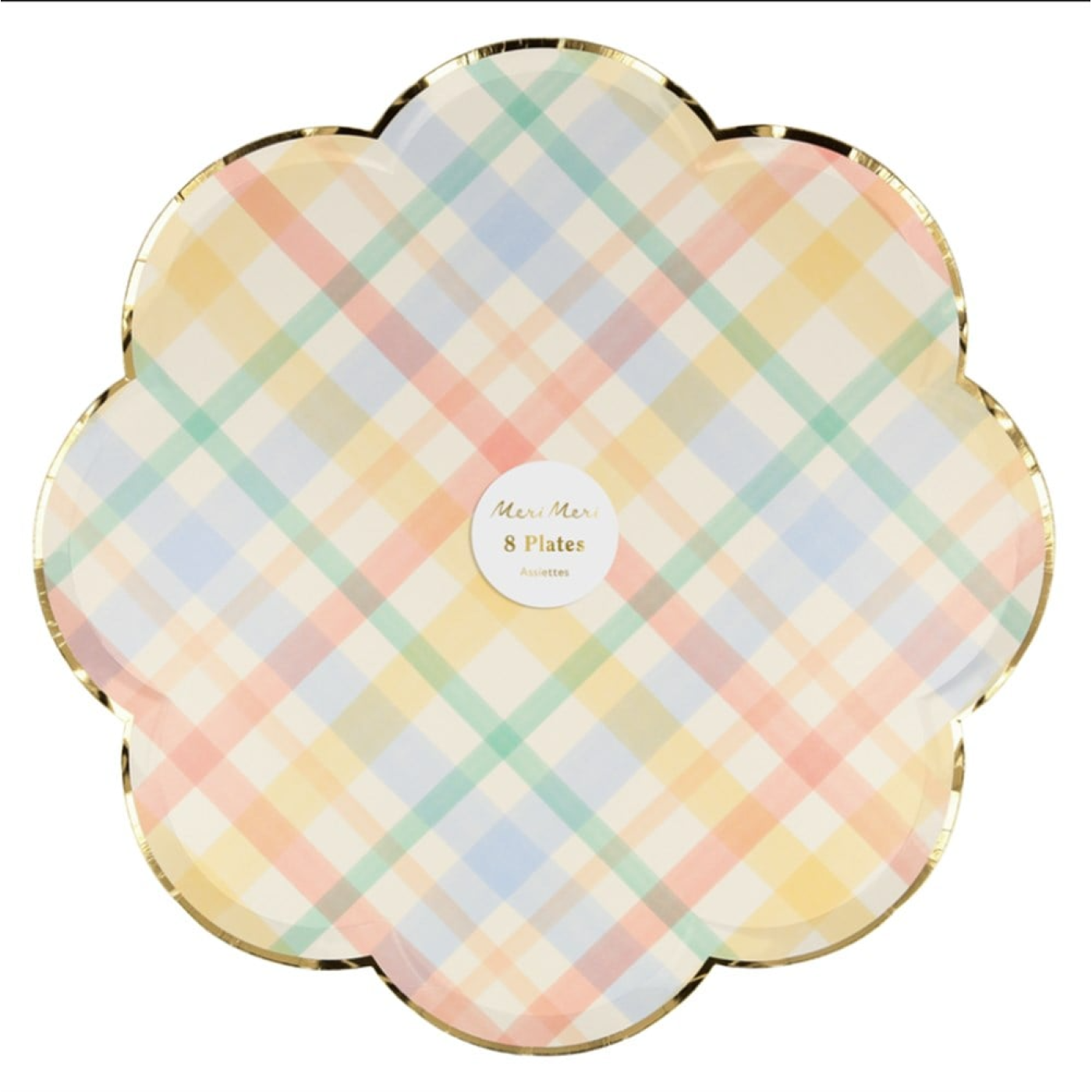 Meri Meri - Spring Plaid Dinner Plates - Bahar Yeri Tabaklar - L - 8'li