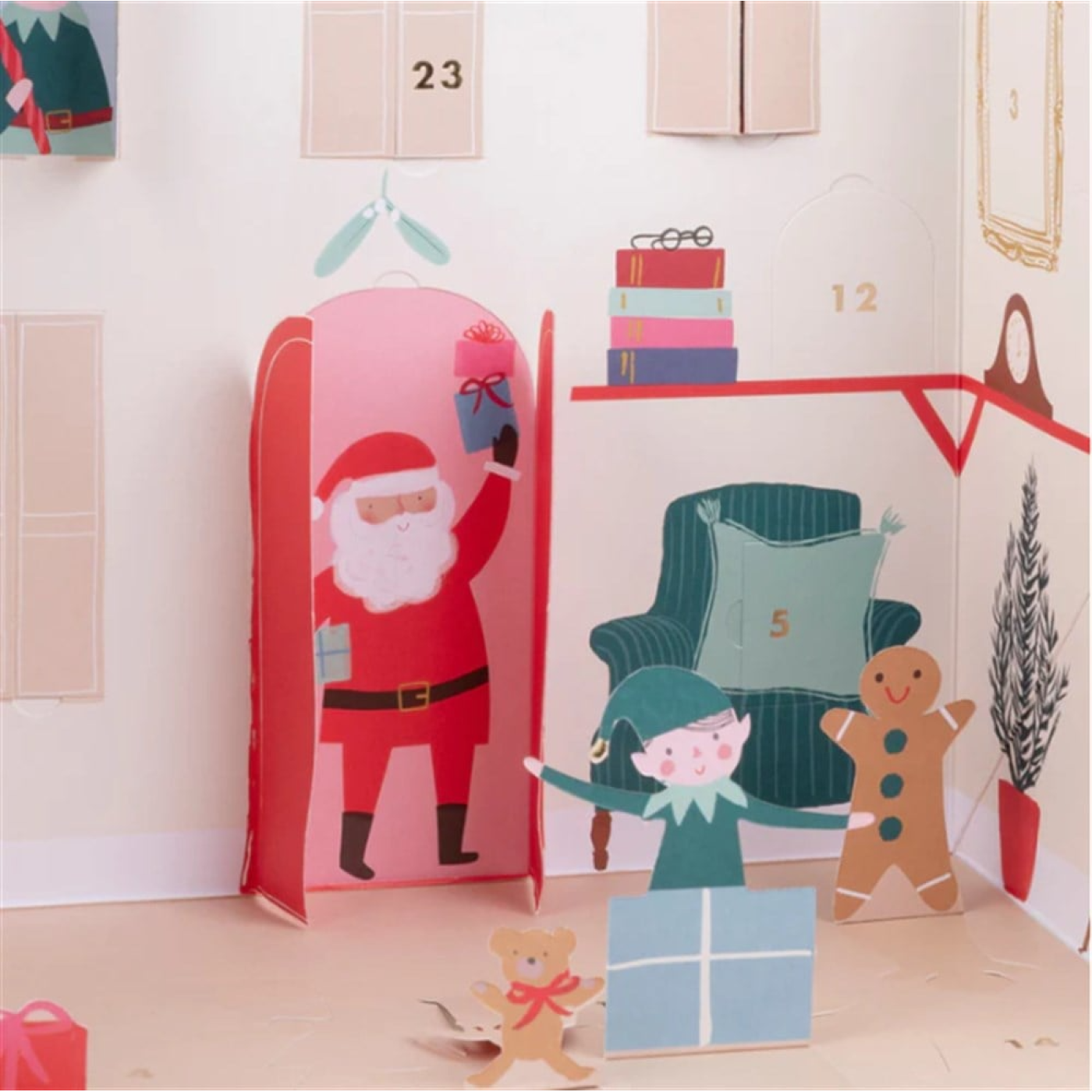 Meri Meri - Santa's House Pop Up Advent Calendar - Noel Baba'nın Evi Advent Calendar - 225072 - 636997278551