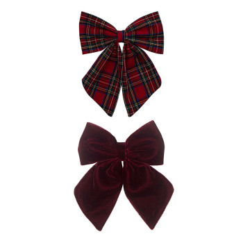 Mimi & Lula- Tartan Agnes Bow 2'li Toka - Red
