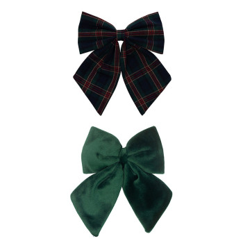 Mimi & Lula - Tartan Agnes Bow 2'li Toka - Green
